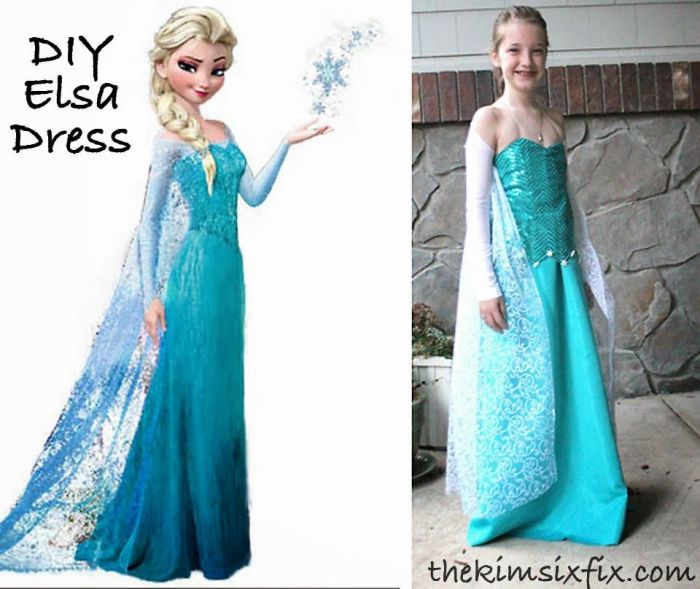 Elsa costume frozen adult diy halloween child costumes disney dress tutorial ideas skirt do cosplay idea glitter saved