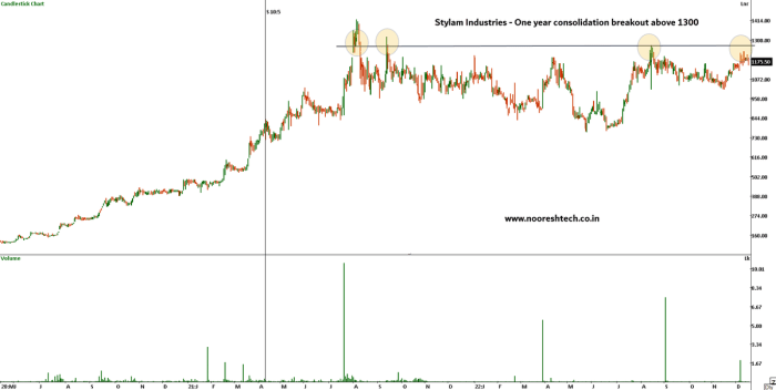 Stylam industries stock price